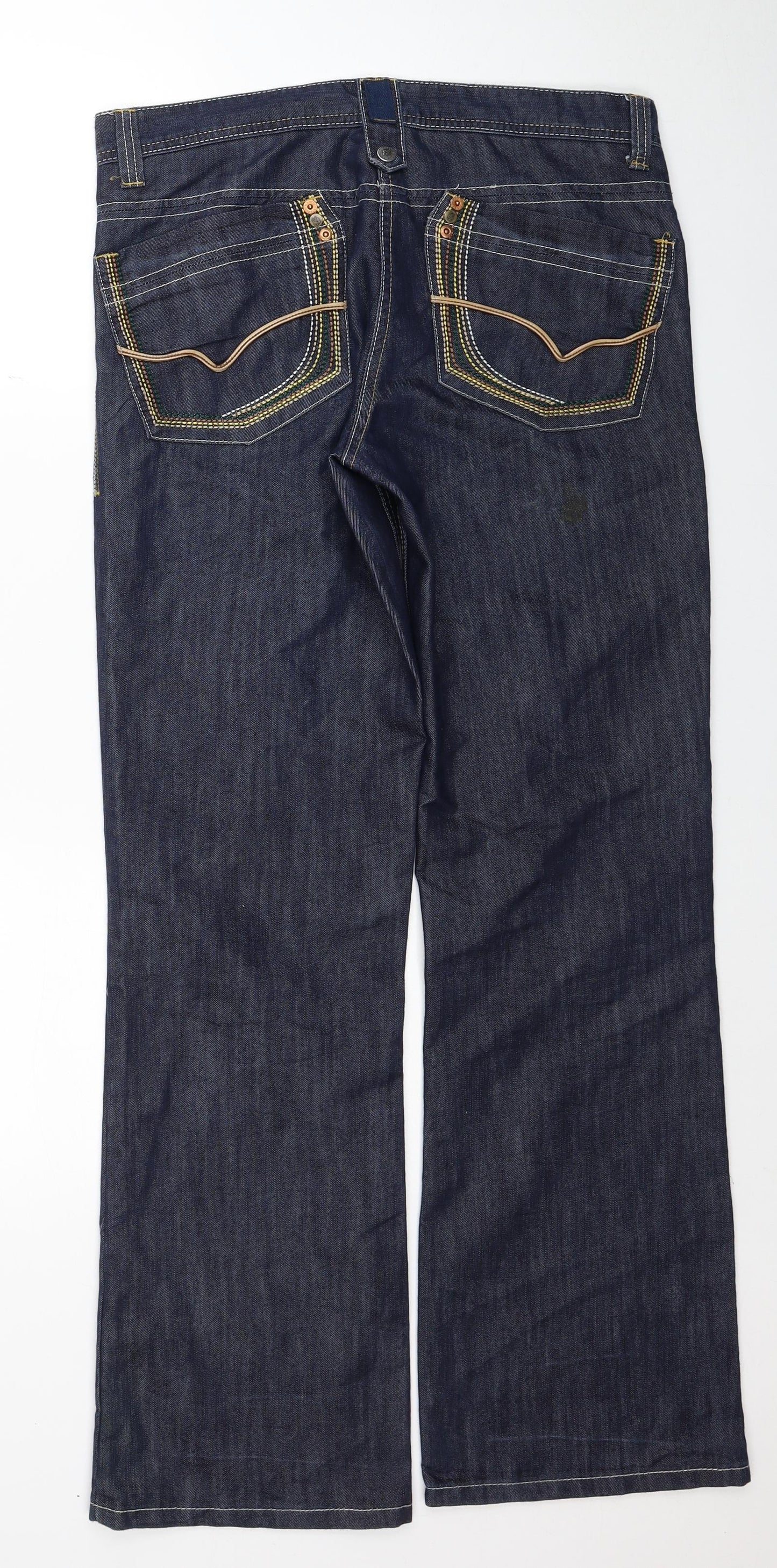 NEXT Womens Blue Cotton Bootcut Jeans Size 10 Regular Zip