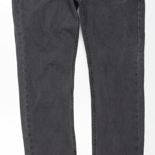 Topshop Mens Grey Cotton Skinny Jeans Size 30 in Extra-Slim Zip