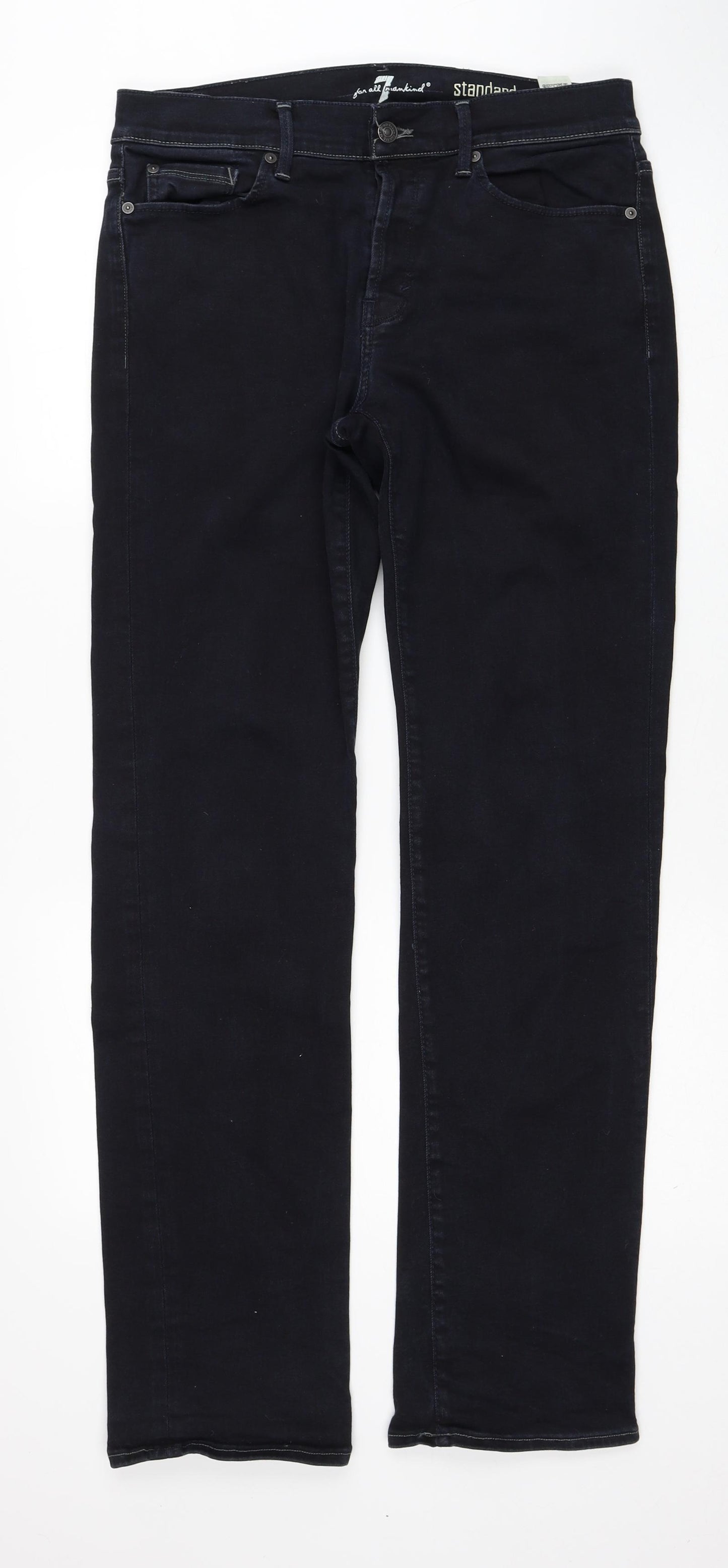 7 For All Mankind Mens Blue Cotton Straight Jeans Size 34 in Regular Zip