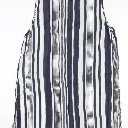 Debenhams Womens Multicoloured Striped Viscose Tunic Button-Up Size 12 V-Neck