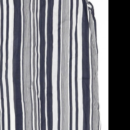 Debenhams Womens Multicoloured Striped Viscose Tunic Button-Up Size 12 V-Neck