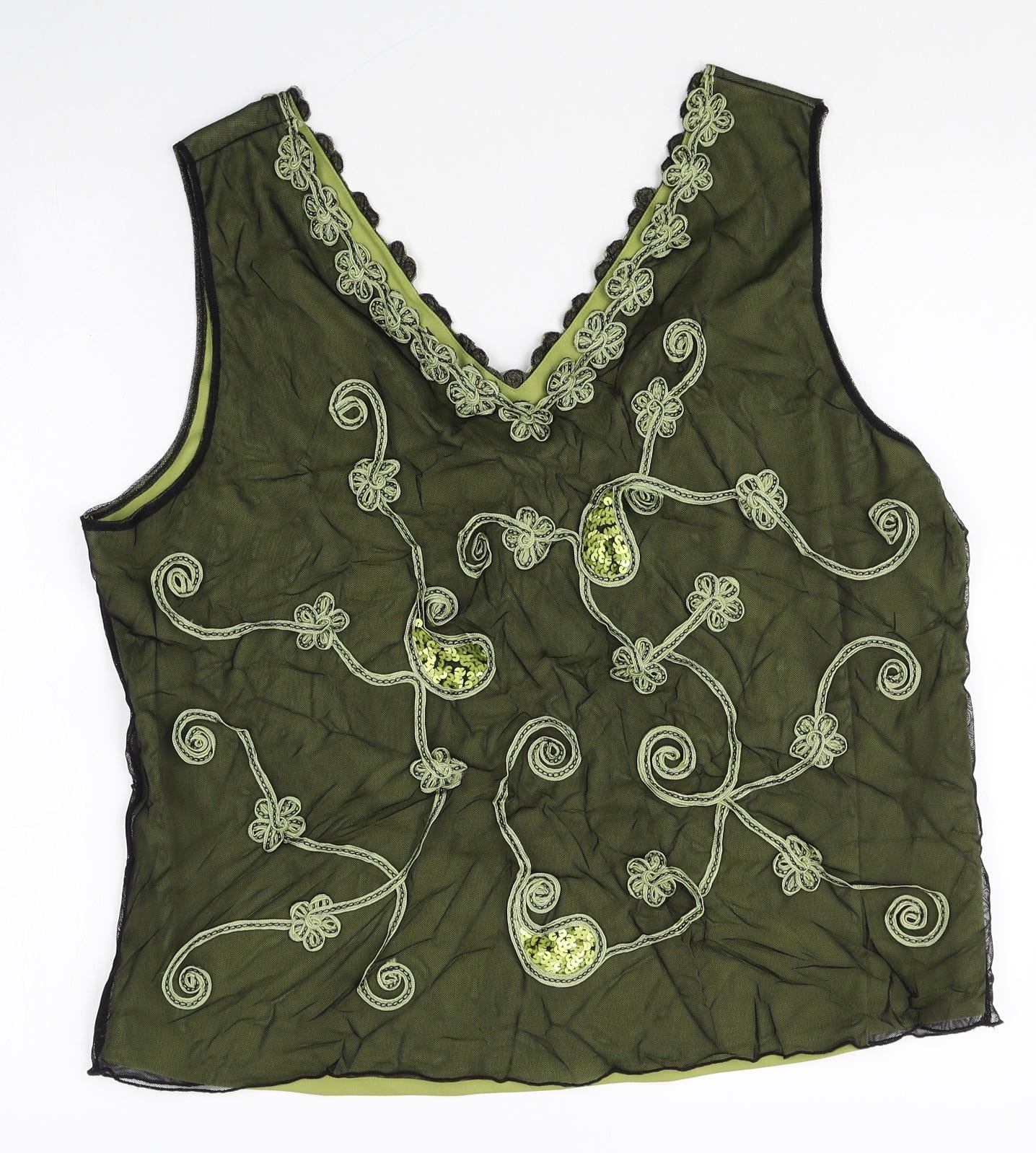 Kaleidoscope Womens Multicoloured Geometric Polyamide Basic Tank Size 22 V-Neck