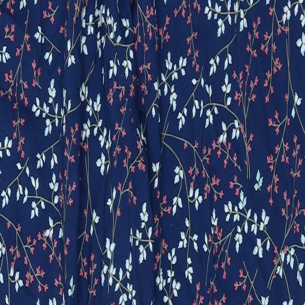 Preworn Womens Blue Floral Viscose Trousers Size 30 in Regular Drawstring