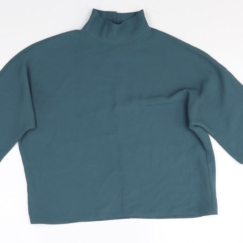 Preworn Womens Blue Elastomultiester Basic T-Shirt Size 6 Mock Neck