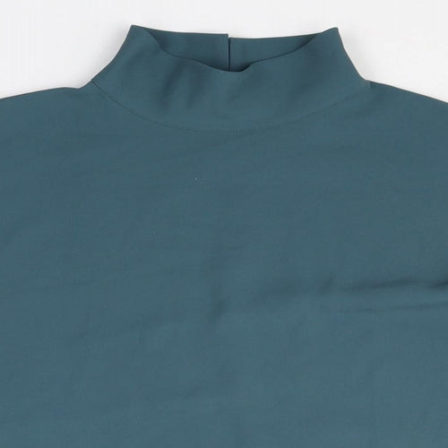 Preworn Womens Blue Elastomultiester Basic T-Shirt Size 6 Mock Neck
