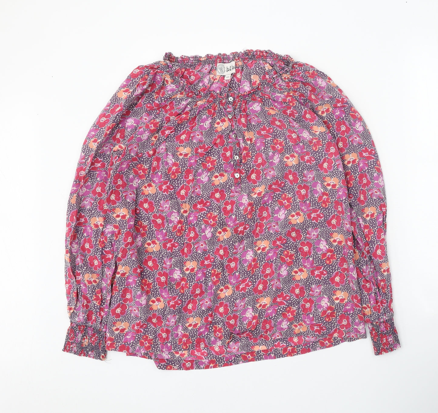 Fat Face Womens Pink Floral Viscose Basic Blouse Size 18 Boat Neck