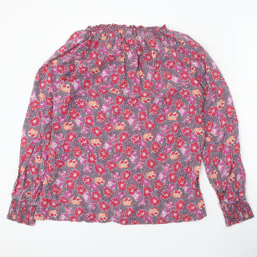Fat Face Womens Pink Floral Viscose Basic Blouse Size 18 Boat Neck