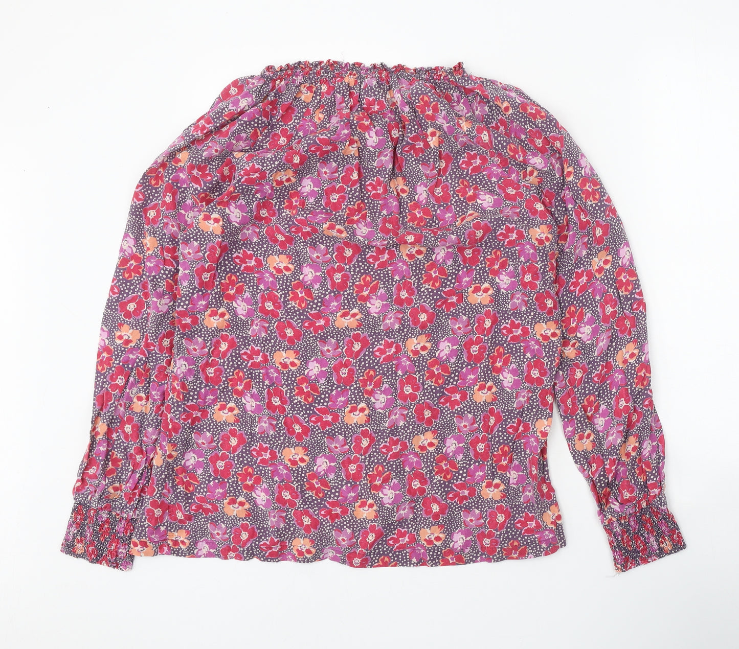 Fat Face Womens Pink Floral Viscose Basic Blouse Size 18 Boat Neck
