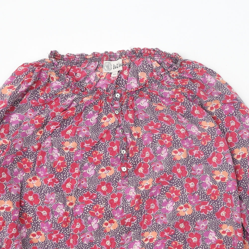 Fat Face Womens Pink Floral Viscose Basic Blouse Size 18 Boat Neck