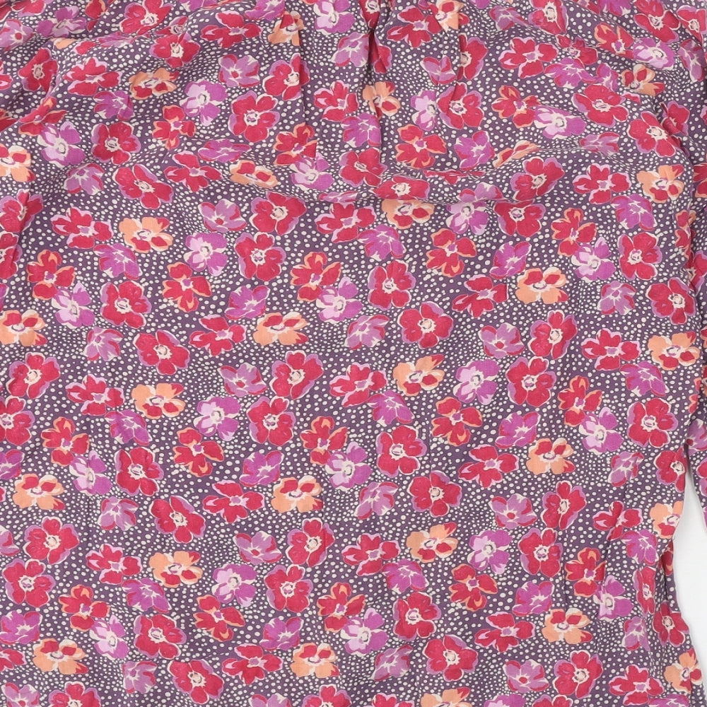 Fat Face Womens Pink Floral Viscose Basic Blouse Size 18 Boat Neck