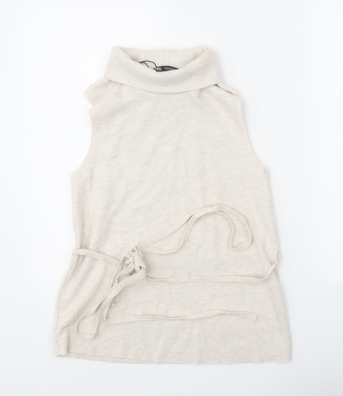 Zara Womens White Roll Neck Polyester Vest Jumper Size S