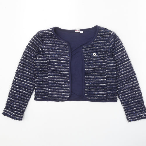 Miniconf Girls Blue V-Neck Polyester Cardigan Jumper Size 10 Years Hook & Eye