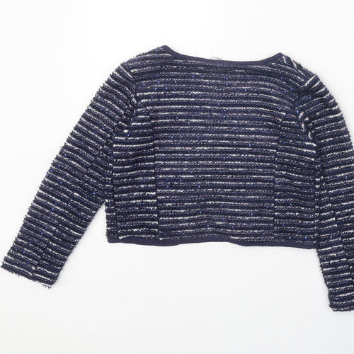 Miniconf Girls Blue V-Neck Polyester Cardigan Jumper Size 10 Years Hook & Eye