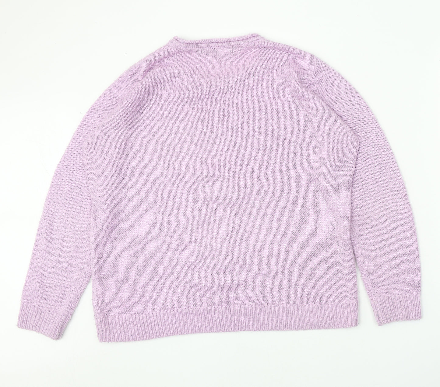 EWM Womens Purple Round Neck Acrylic Pullover Jumper Size 18 - Reindeer