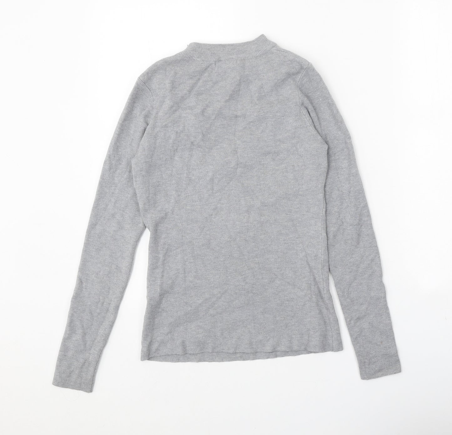 Enzoria Womens Grey Round Neck Viscose Pullover Jumper One Size
