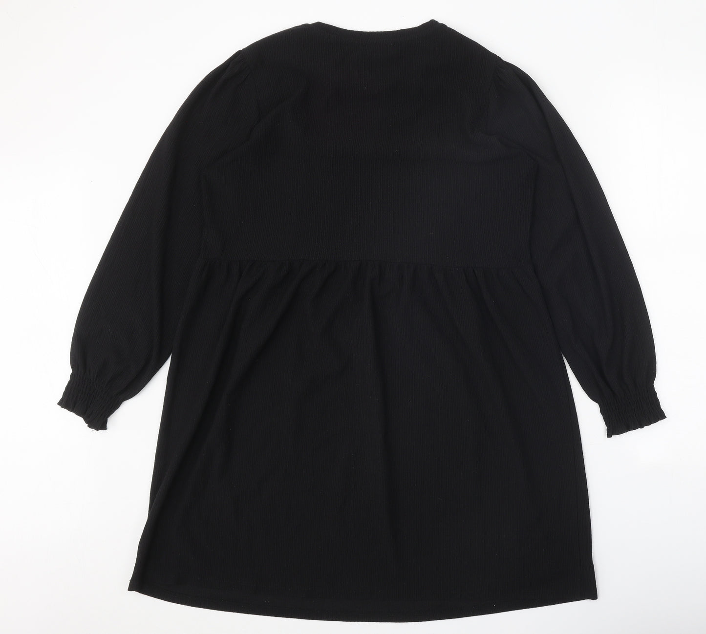 New Look Womens Black Herringbone Polyester A-Line Size 14 Round Neck Pullover