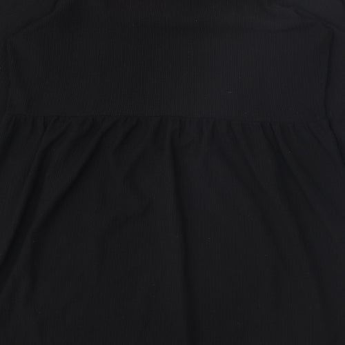New Look Womens Black Herringbone Polyester A-Line Size 14 Round Neck Pullover