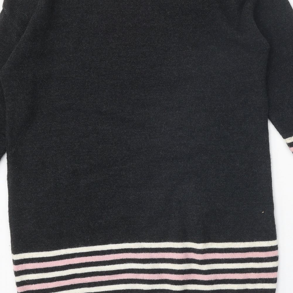 TU Womens Grey Round Neck Acrylic Pullover Jumper Size 8 - Heart Detail