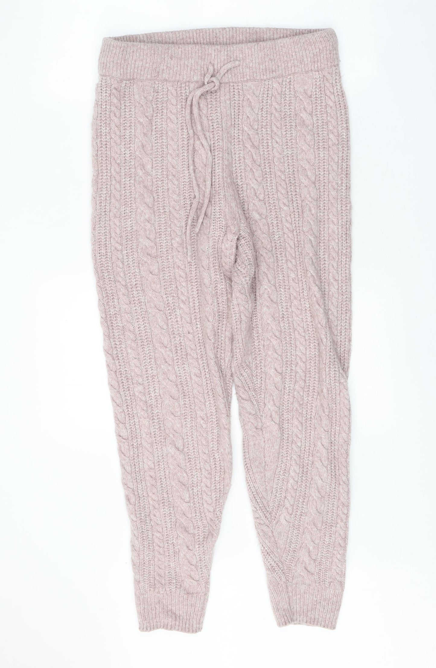 TU Womens Pink Acrylic Jogger Trousers Size M Regular Drawstring