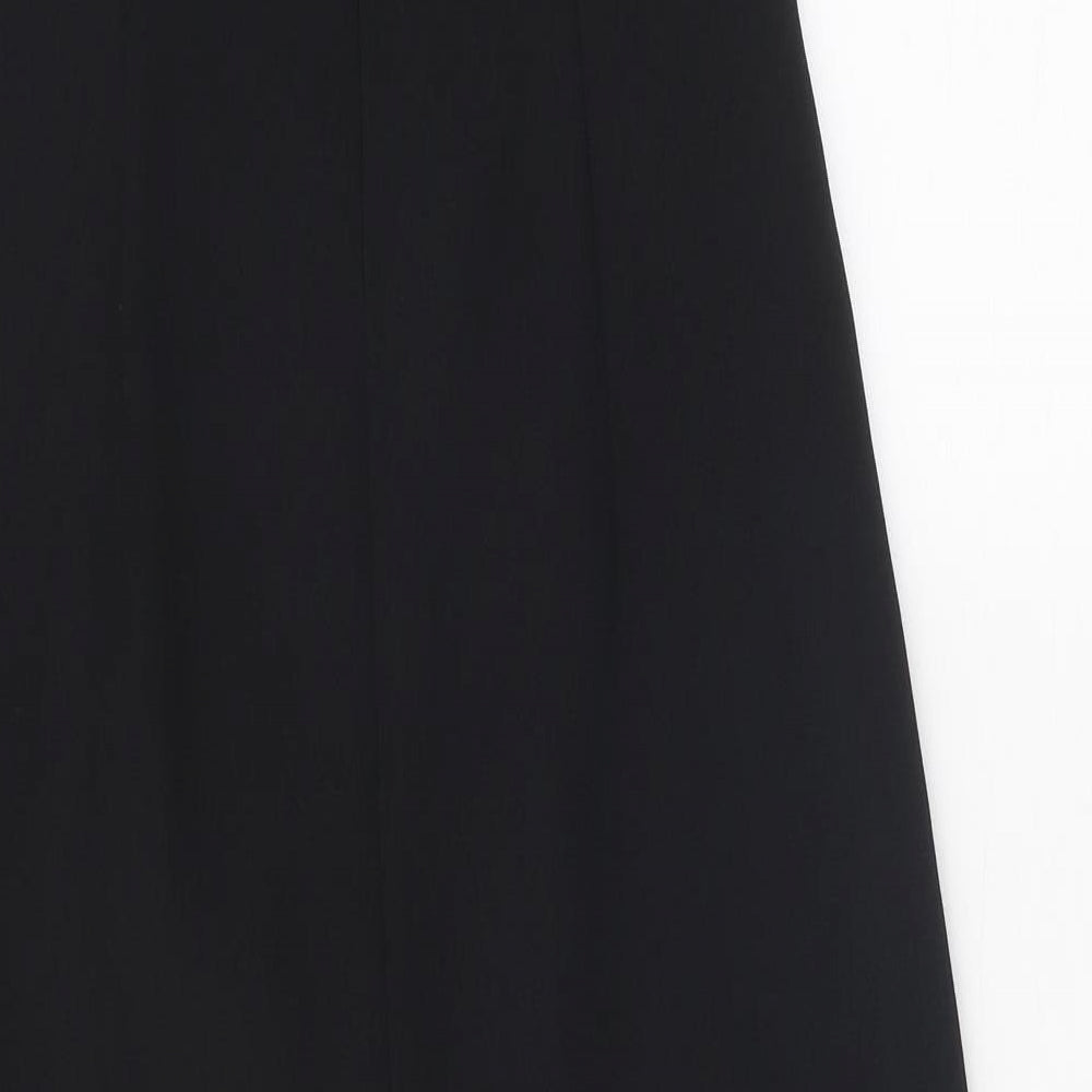 Preworn Womens Black Polyester Ball Gown Size 14 V-Neck Zip