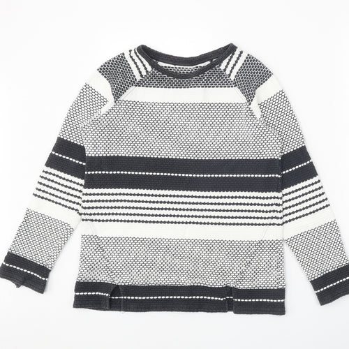 NEXT Womens White Round Neck Geometric Cotton Pullover Jumper Size 8