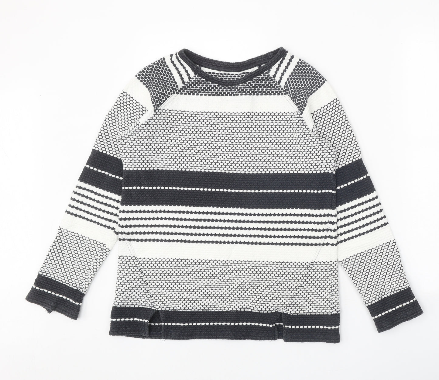 NEXT Womens White Round Neck Geometric Cotton Pullover Jumper Size 8