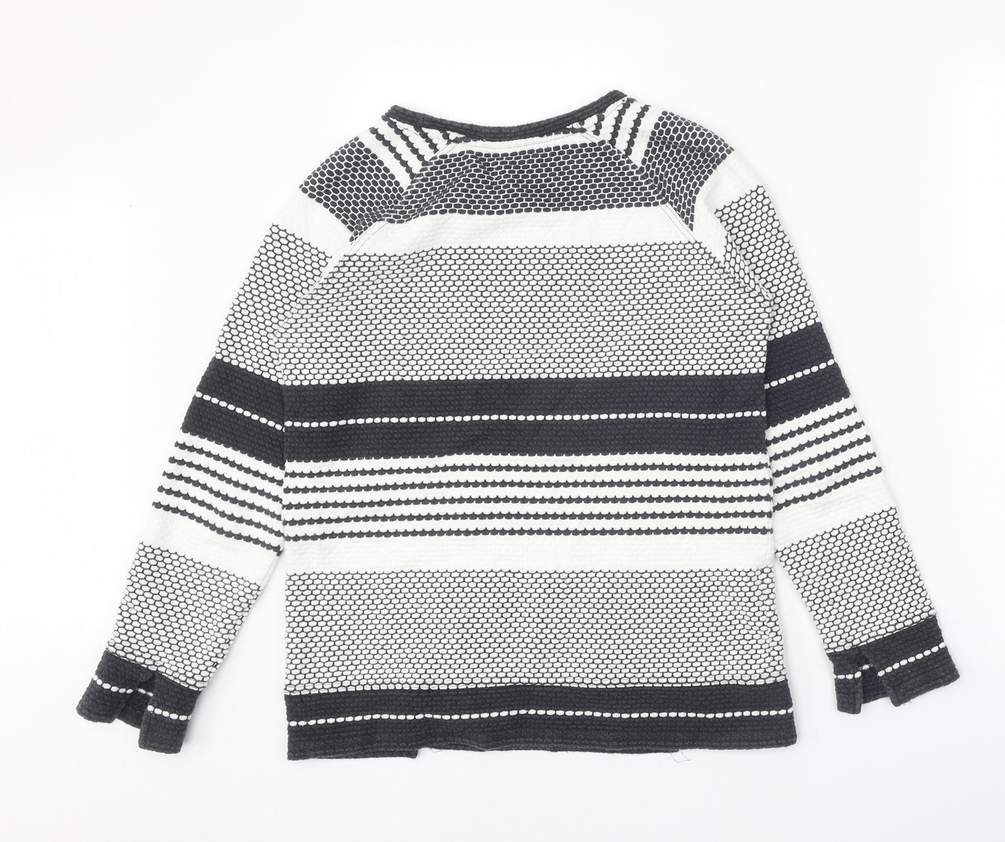 NEXT Womens White Round Neck Geometric Cotton Pullover Jumper Size 8
