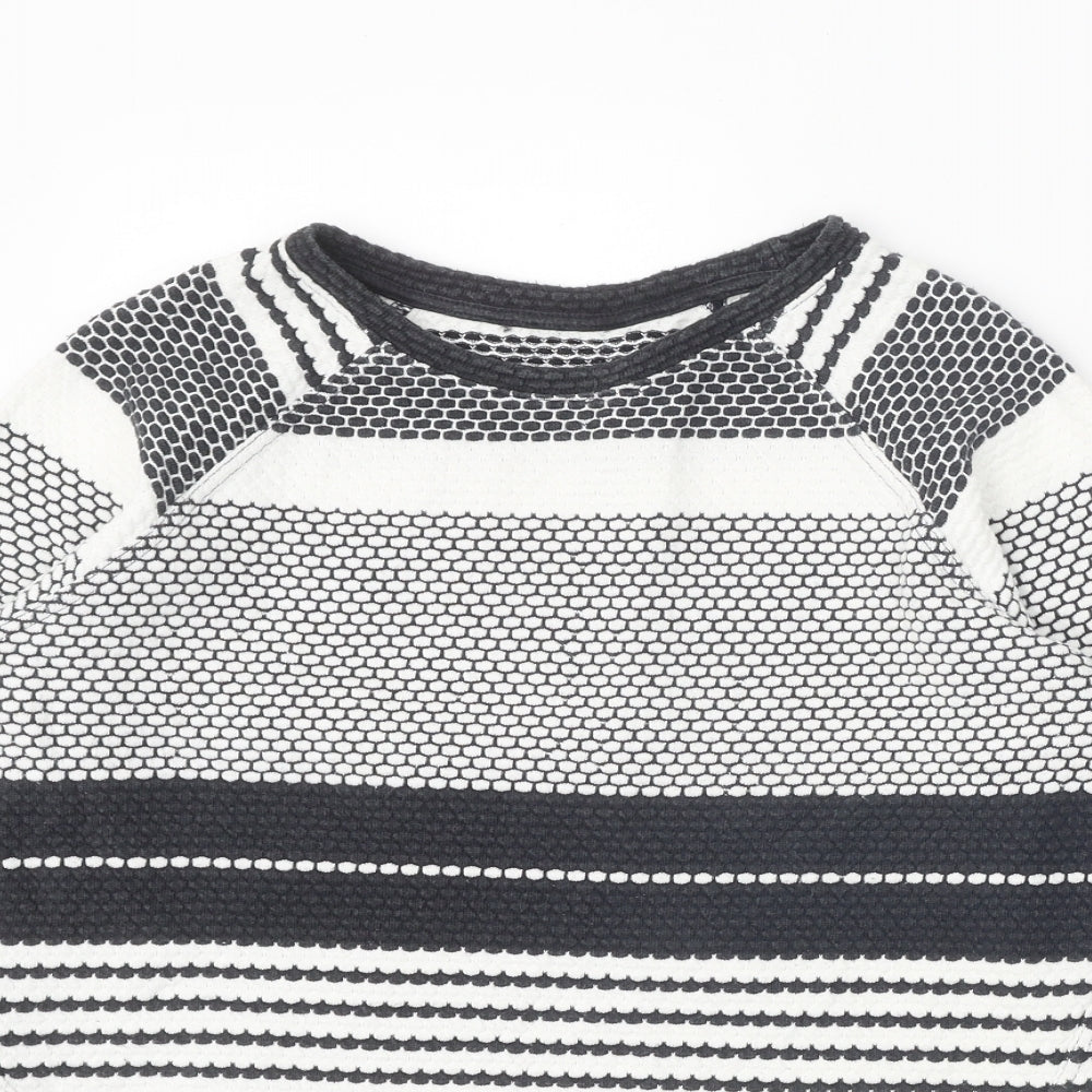 NEXT Womens White Round Neck Geometric Cotton Pullover Jumper Size 8