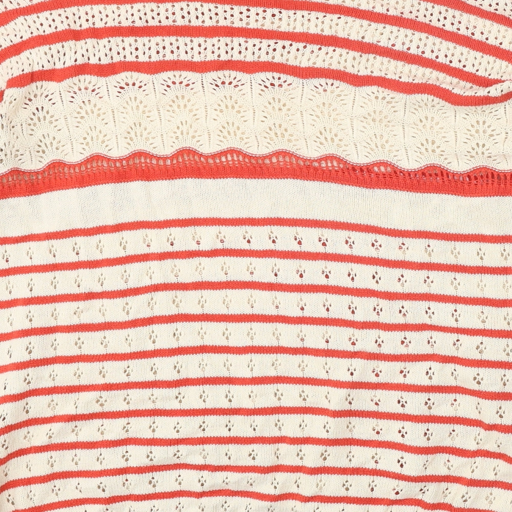 Dunnes Stores Womens Red Round Neck Striped 100% Cotton Pullover Jumper Size M