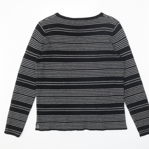 Papaya Womens Black Round Neck Striped Acrylic Pullover Jumper Size 12
