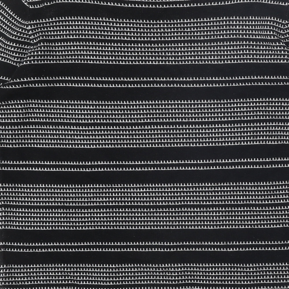Papaya Womens Black Round Neck Striped Acrylic Pullover Jumper Size 12