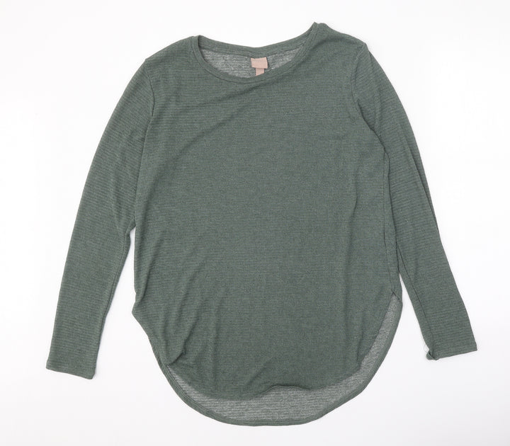 H&M Womens Green Boat Neck Polyester Pullover Jumper Size L