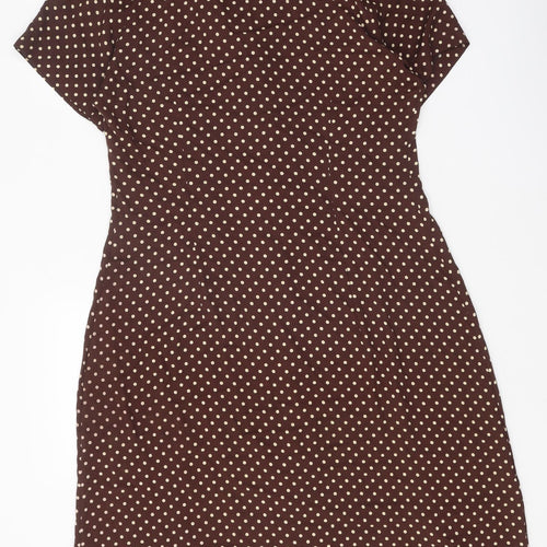 Kyzal Bellini Womens Brown Polka Dot Viscose Shirt Dress Size 14 Collared Button