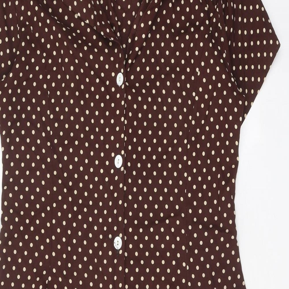 Kyzal Bellini Womens Brown Polka Dot Viscose Shirt Dress Size 14 Collared Button