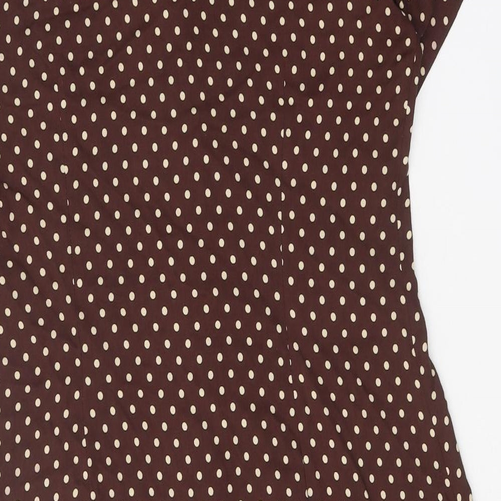 Kyzal Bellini Womens Brown Polka Dot Viscose Shirt Dress Size 14 Collared Button