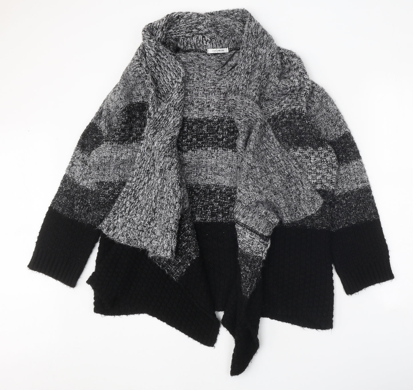 Simply Stock Shop Womens Black V-Neck Acrylic Cardigan Jumper Size L