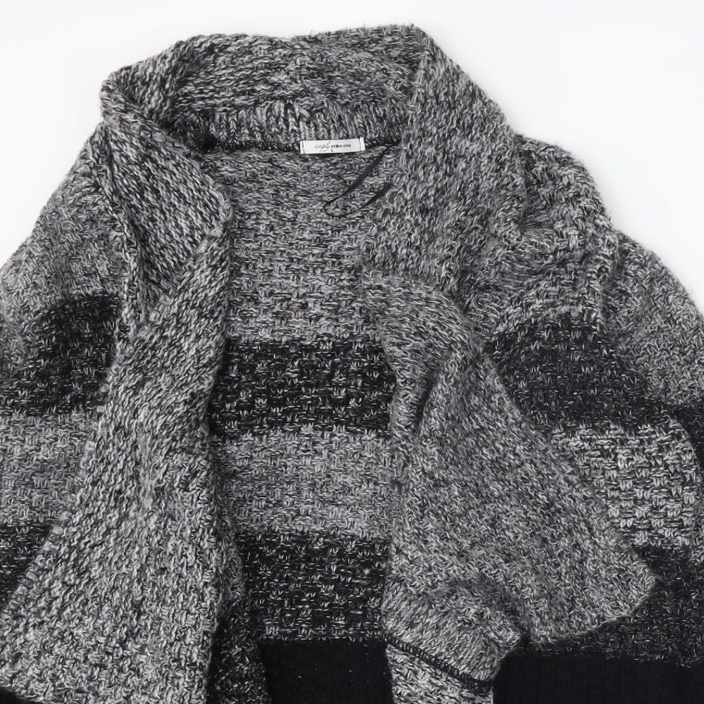 Simply Stock Shop Womens Black V-Neck Acrylic Cardigan Jumper Size L