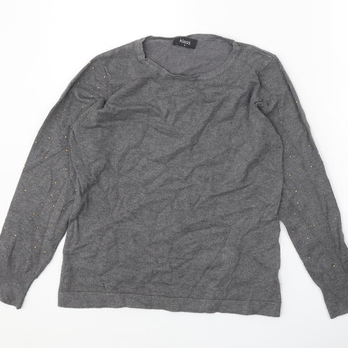 Klass Womens Grey Round Neck Viscose Pullover Jumper Size M