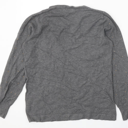 Klass Womens Grey Round Neck Viscose Pullover Jumper Size M