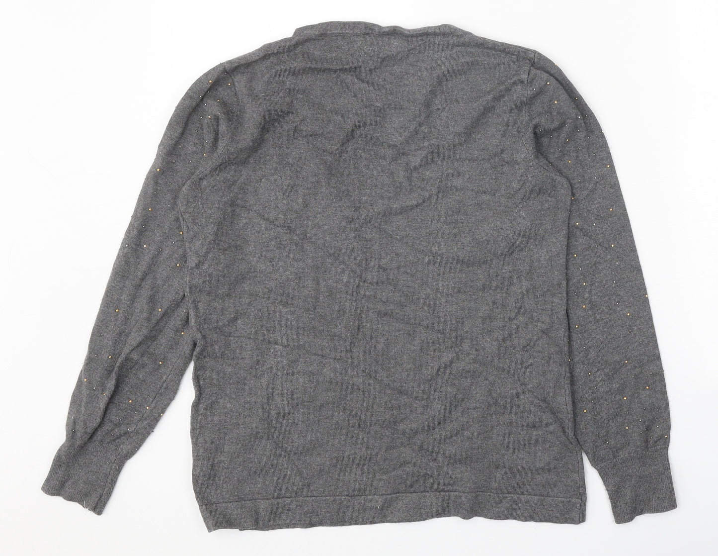 Klass Womens Grey Round Neck Viscose Pullover Jumper Size M