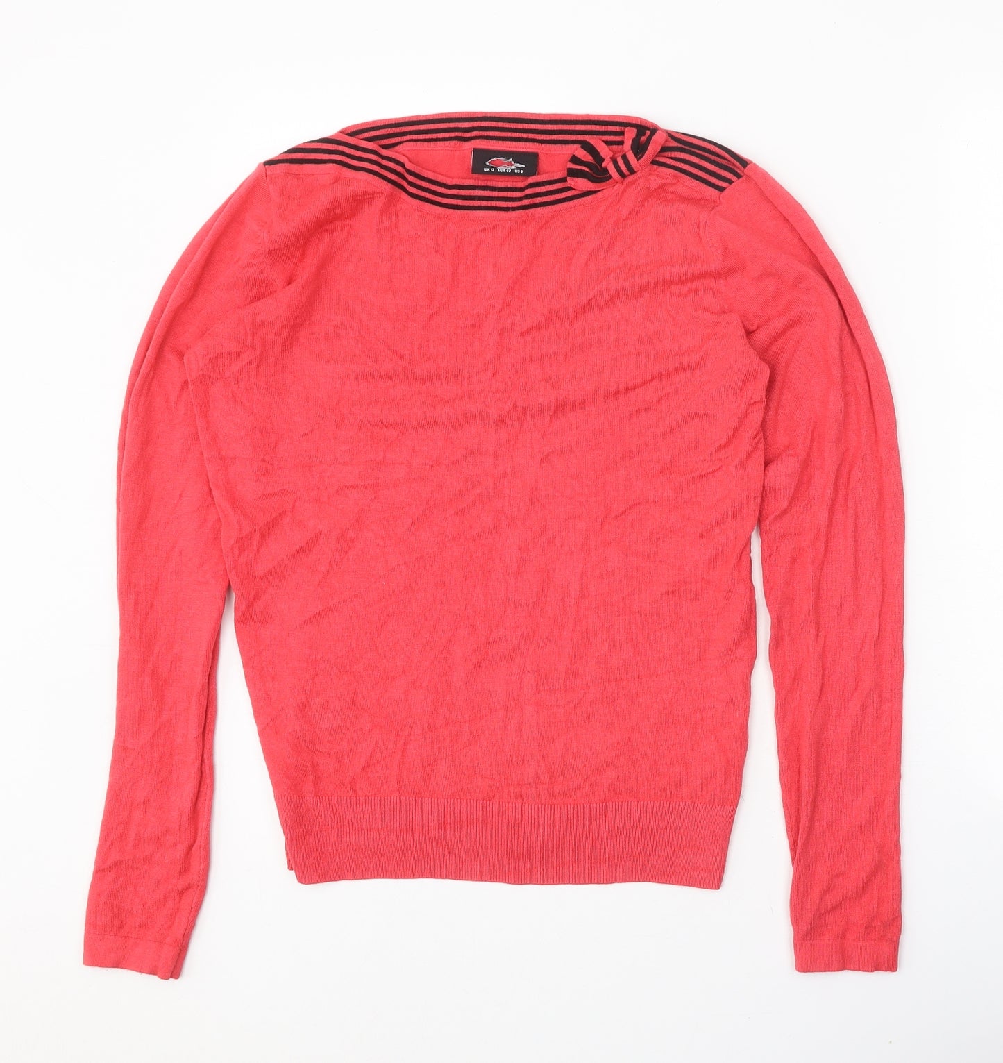 Preworn Womens Red Round Neck Acrylic Pullover Jumper Size 12