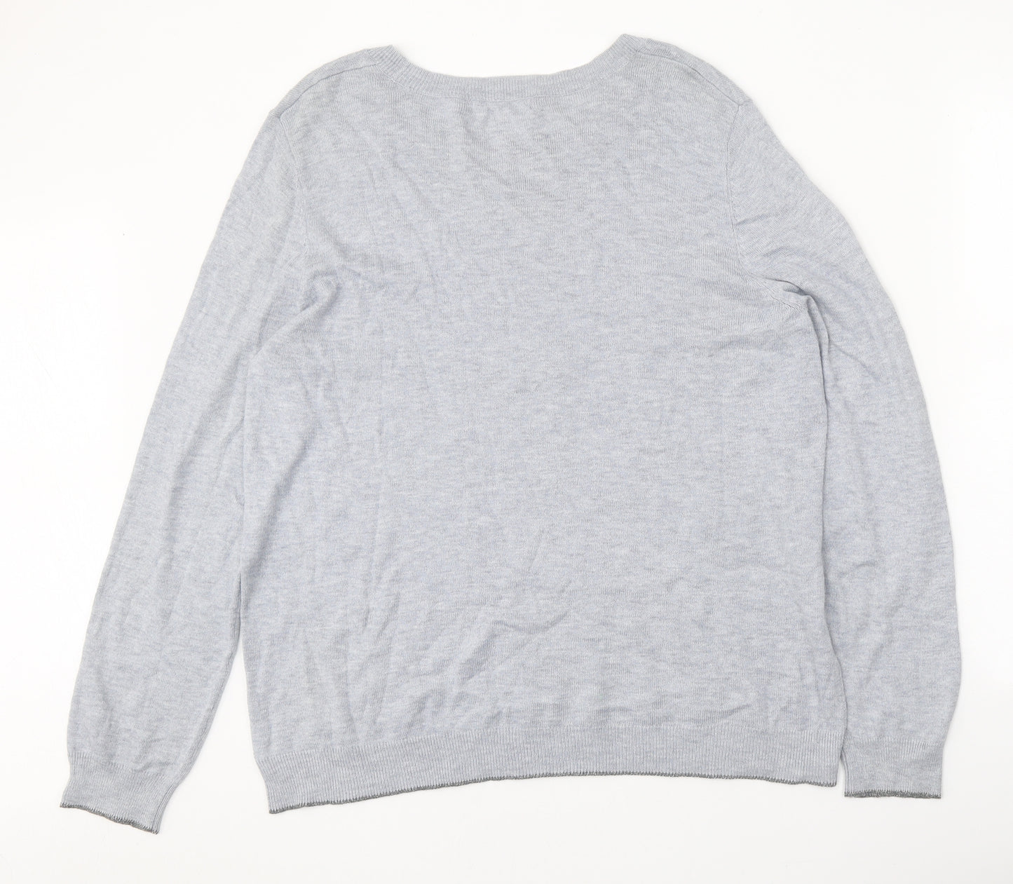 George Womens Grey Round Neck Acrylic Pullover Jumper Size 18 - Swan Print