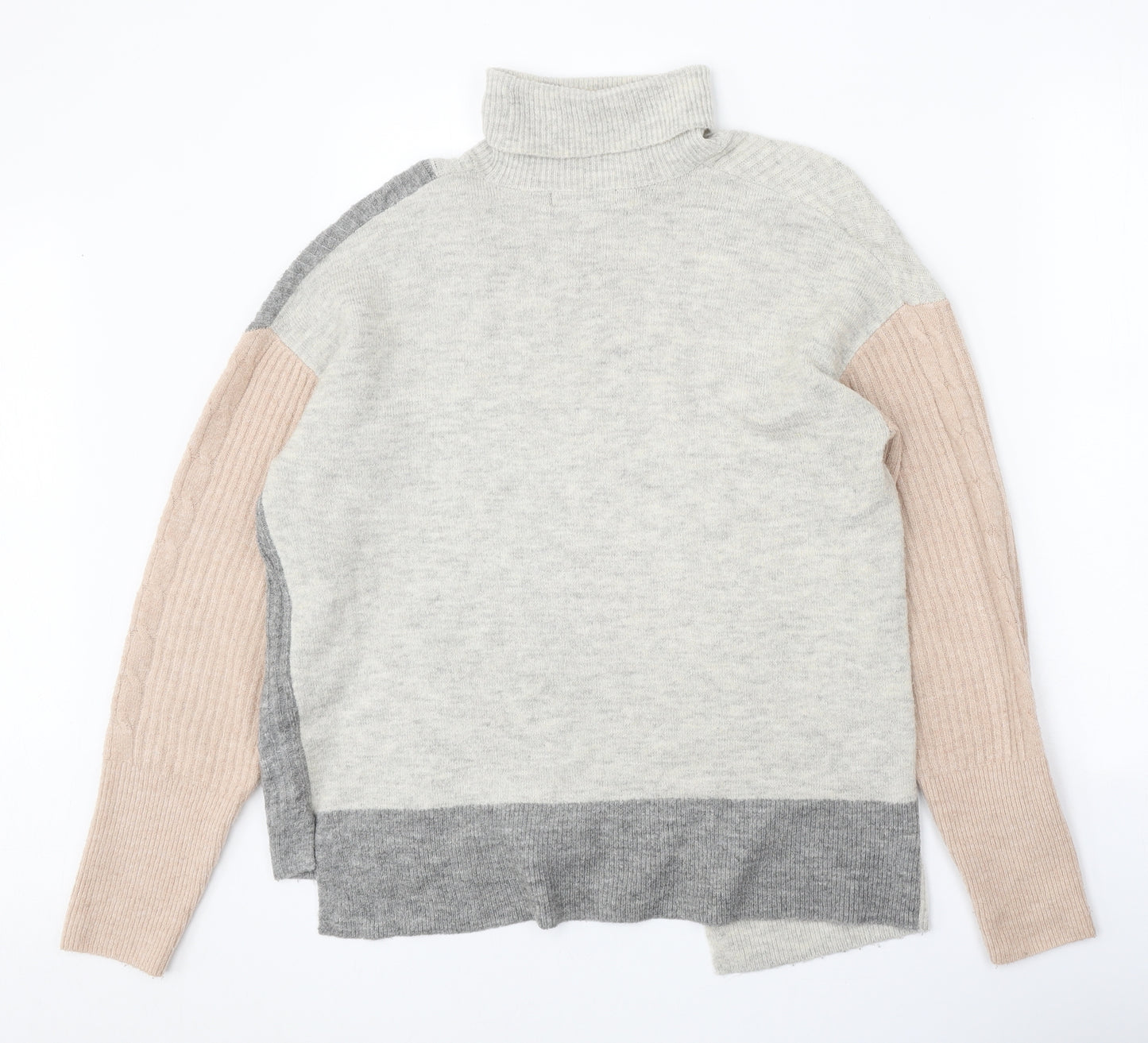 F&F Womens Grey Roll Neck Geometric Acrylic Pullover Jumper Size 10