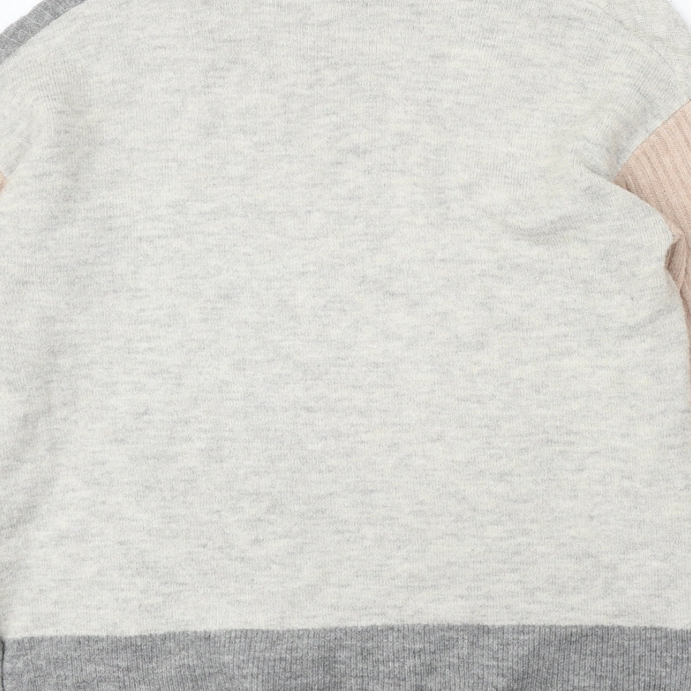 F&F Womens Grey Roll Neck Geometric Acrylic Pullover Jumper Size 10