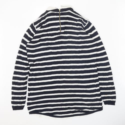 Atmosphere Womens Blue Collared Striped Viscose Pullover Jumper Size 10