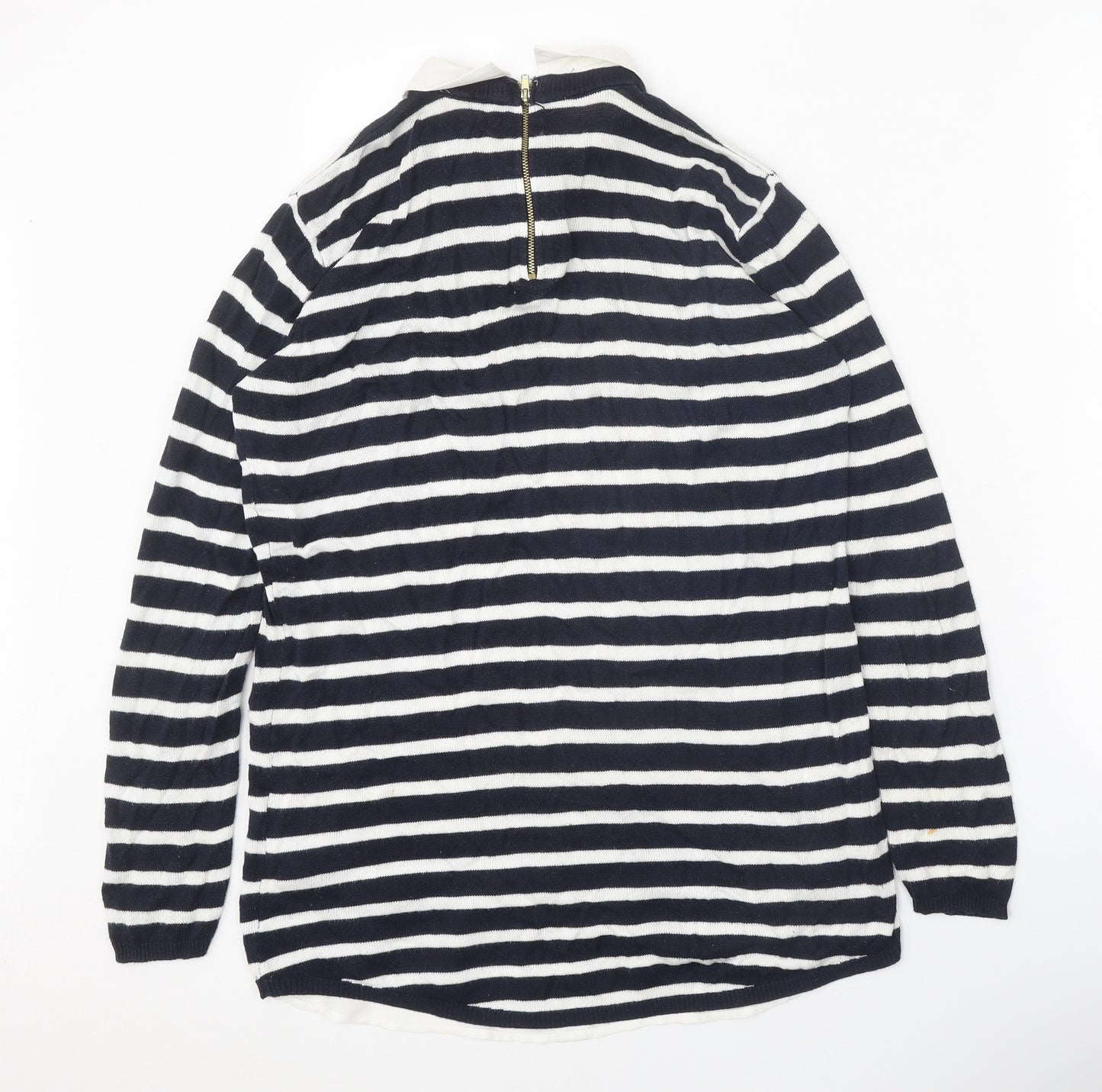 Atmosphere Womens Blue Collared Striped Viscose Pullover Jumper Size 10