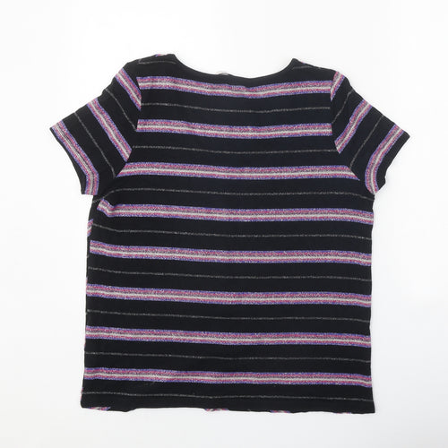 TU Womens Black V-Neck Herringbone Viscose Pullover Jumper Size 14