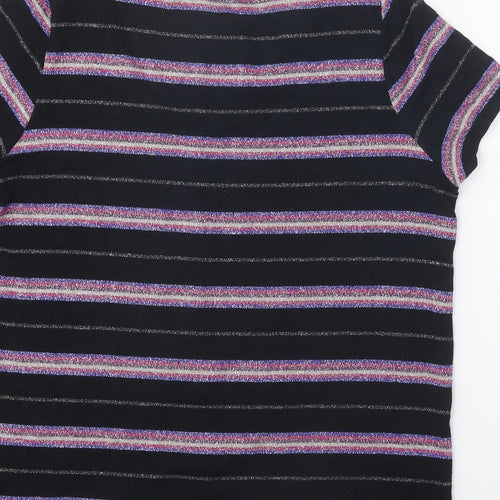 TU Womens Black V-Neck Herringbone Viscose Pullover Jumper Size 14