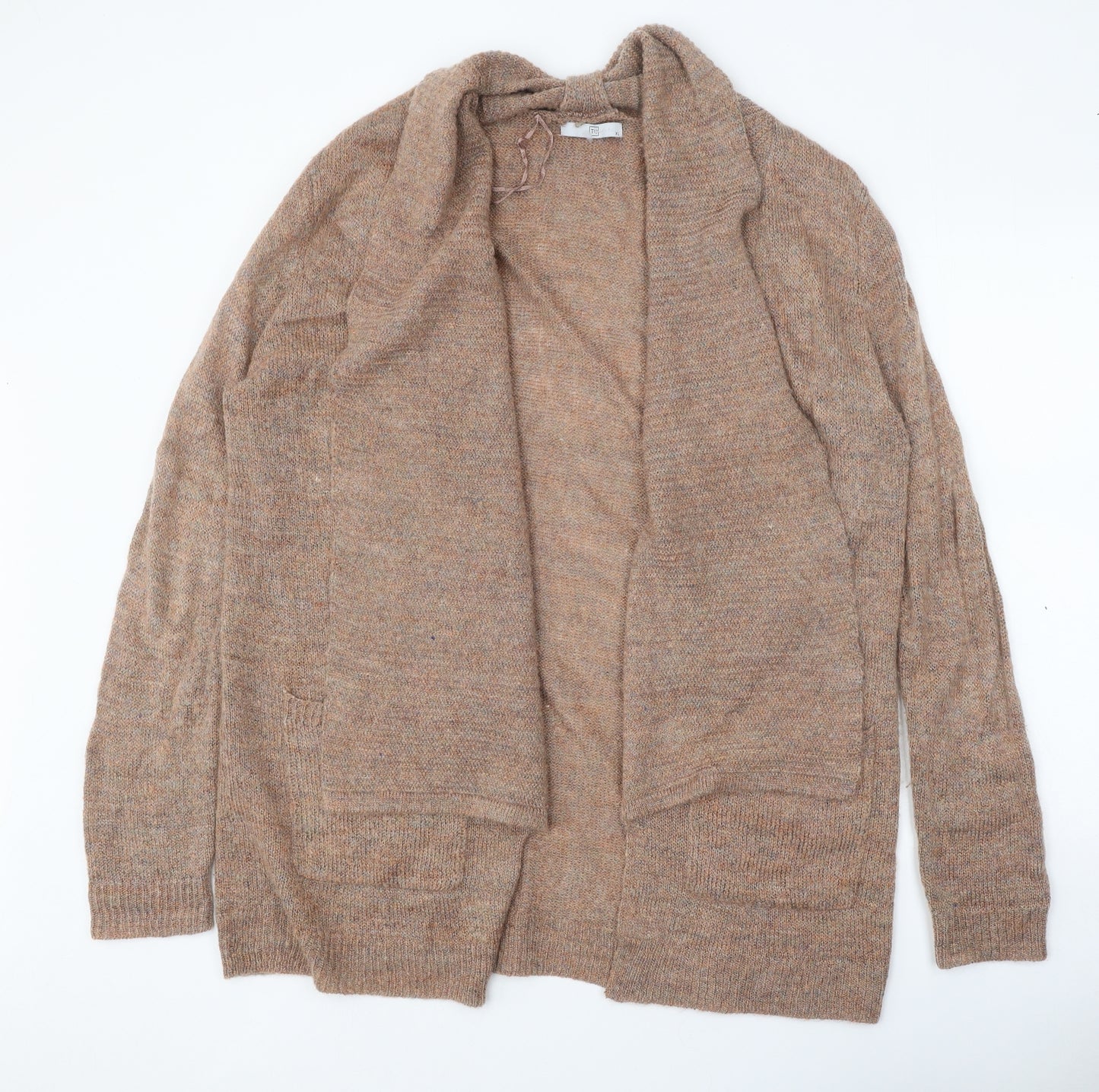 TU Womens Brown V-Neck Acrylic Cardigan Jumper Size XL