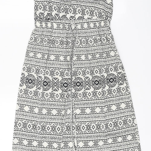 Amber Krystal Womens White Geometric Polyester Fit & Flare Size M Halter Tie
